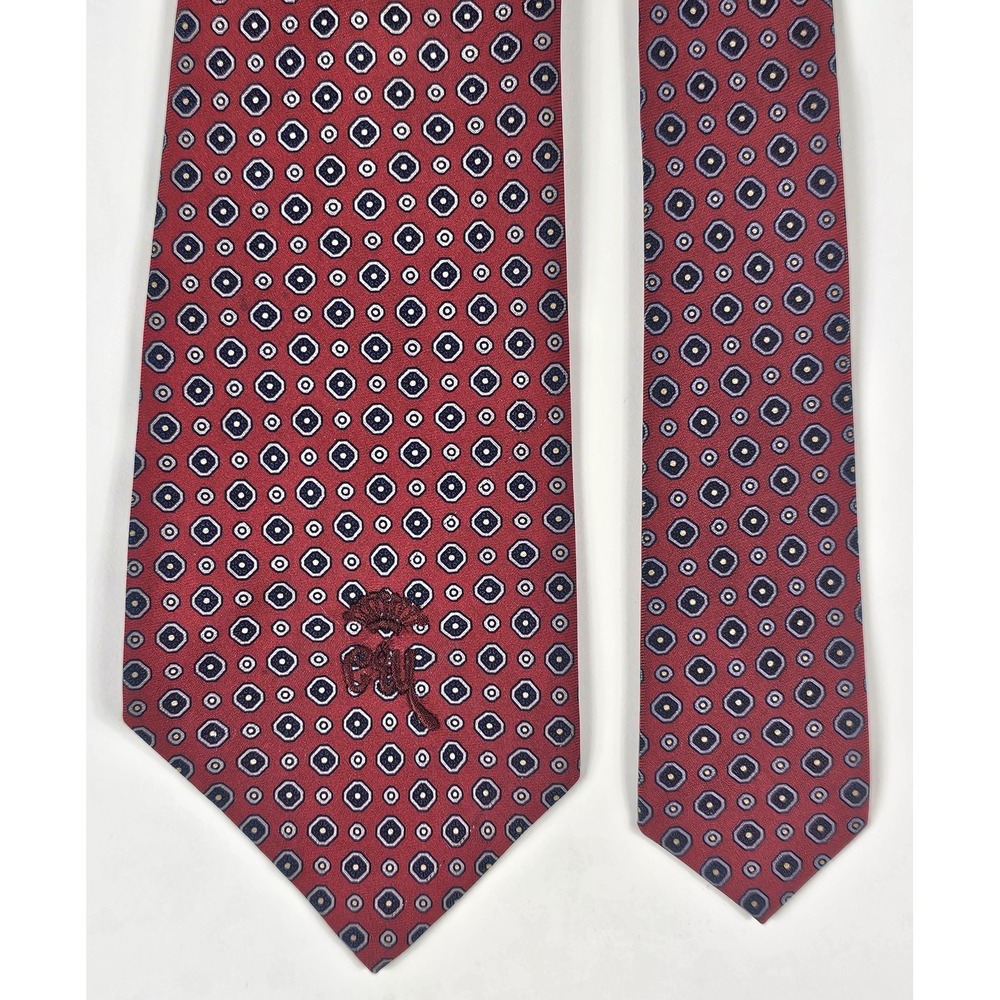 Vintage Woolf Brothers Countess Mara Tie Geometric Logo Red Black Blue Irregular
